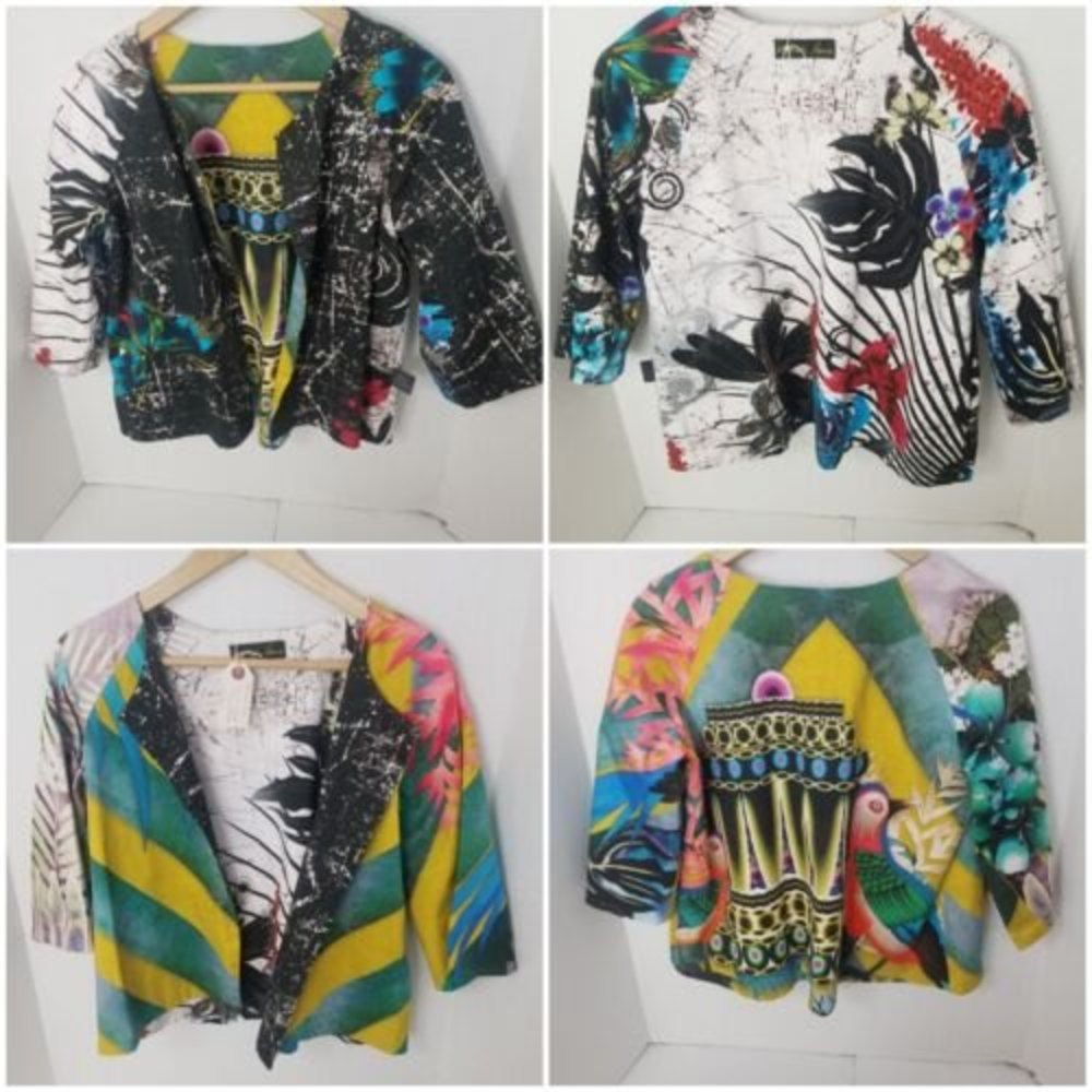 Modern Love Women S/M Kimono Jacket Artwork Multicolor Reversible Great Britain
